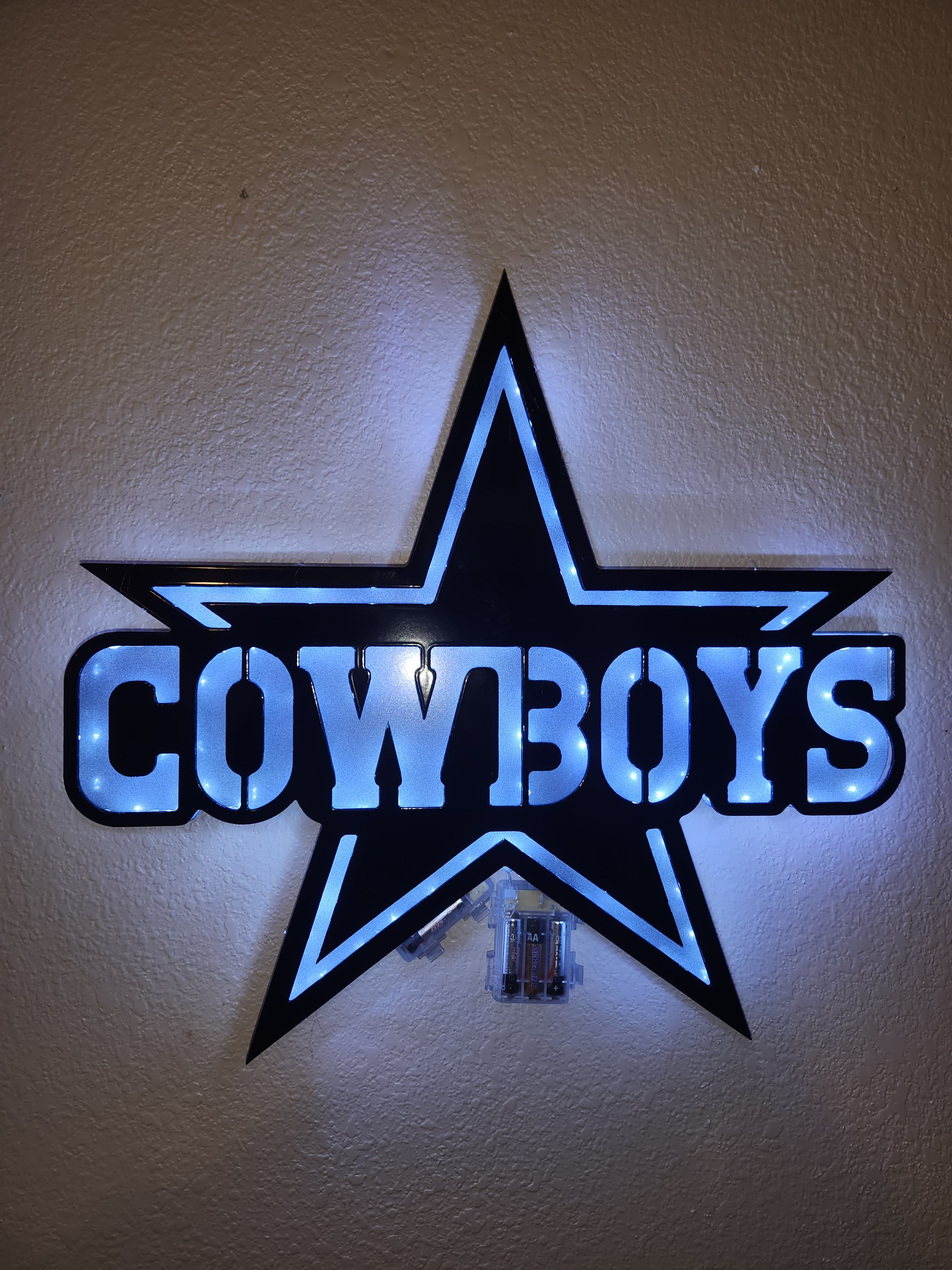 Dallas Cowboys star metal wall art sign mounted on a wall
